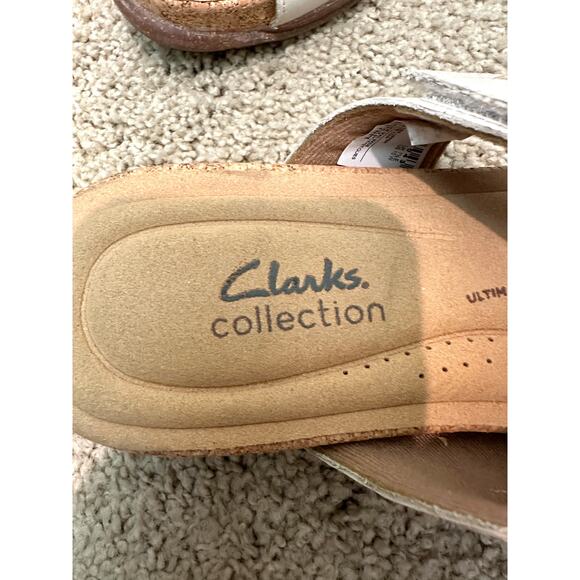 🆕 CLARKS | Roseville Bay White Leather Neutral Comfy Sandals | Women’s 10W - Picture 5 of 7